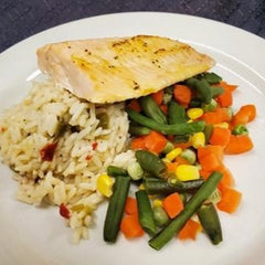 FROZEN Grilled Salmon with Rice Pilaf and Steamed Vegetables